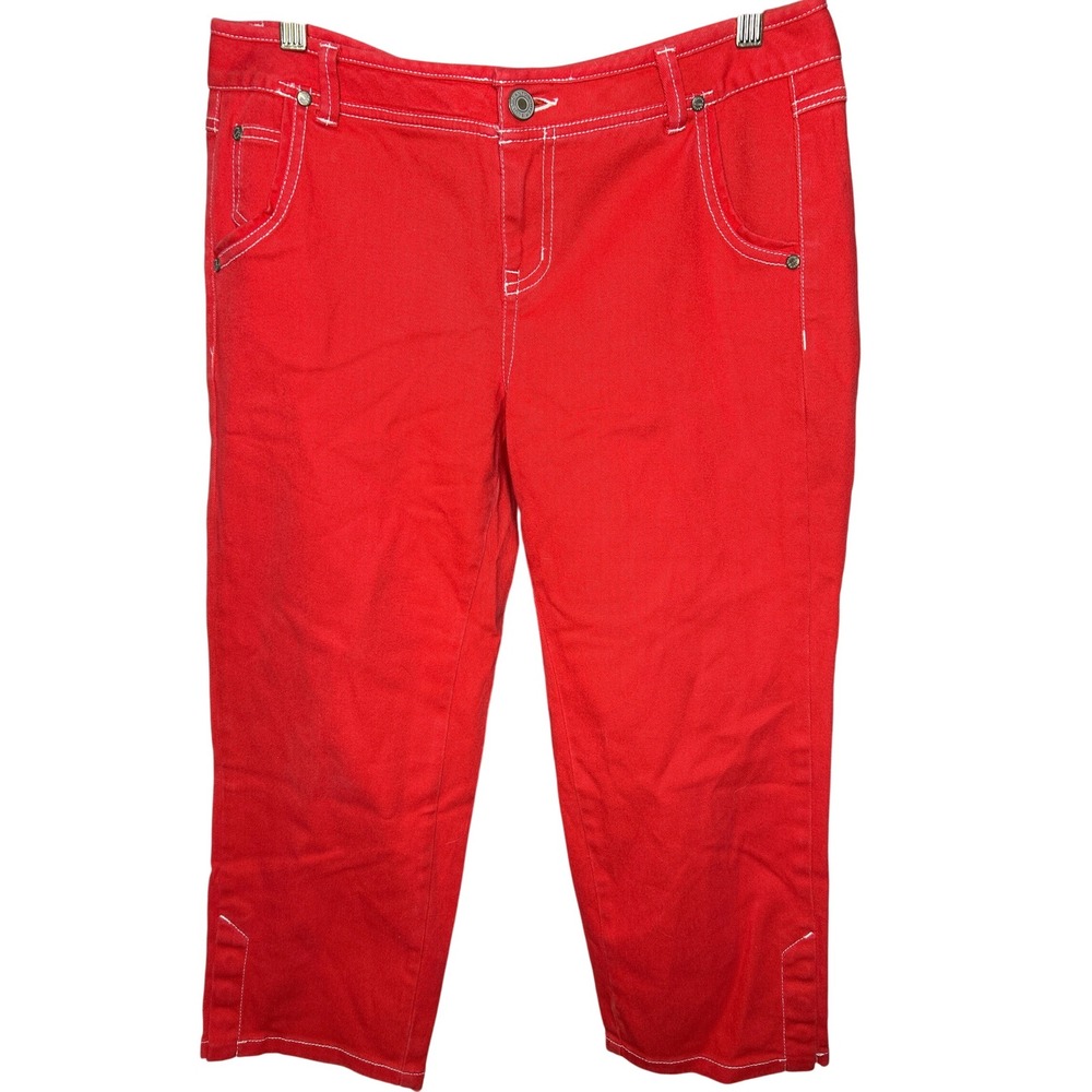 Canyon River Blues Womens Red Capri Pants Size 10 Contrast Stitching